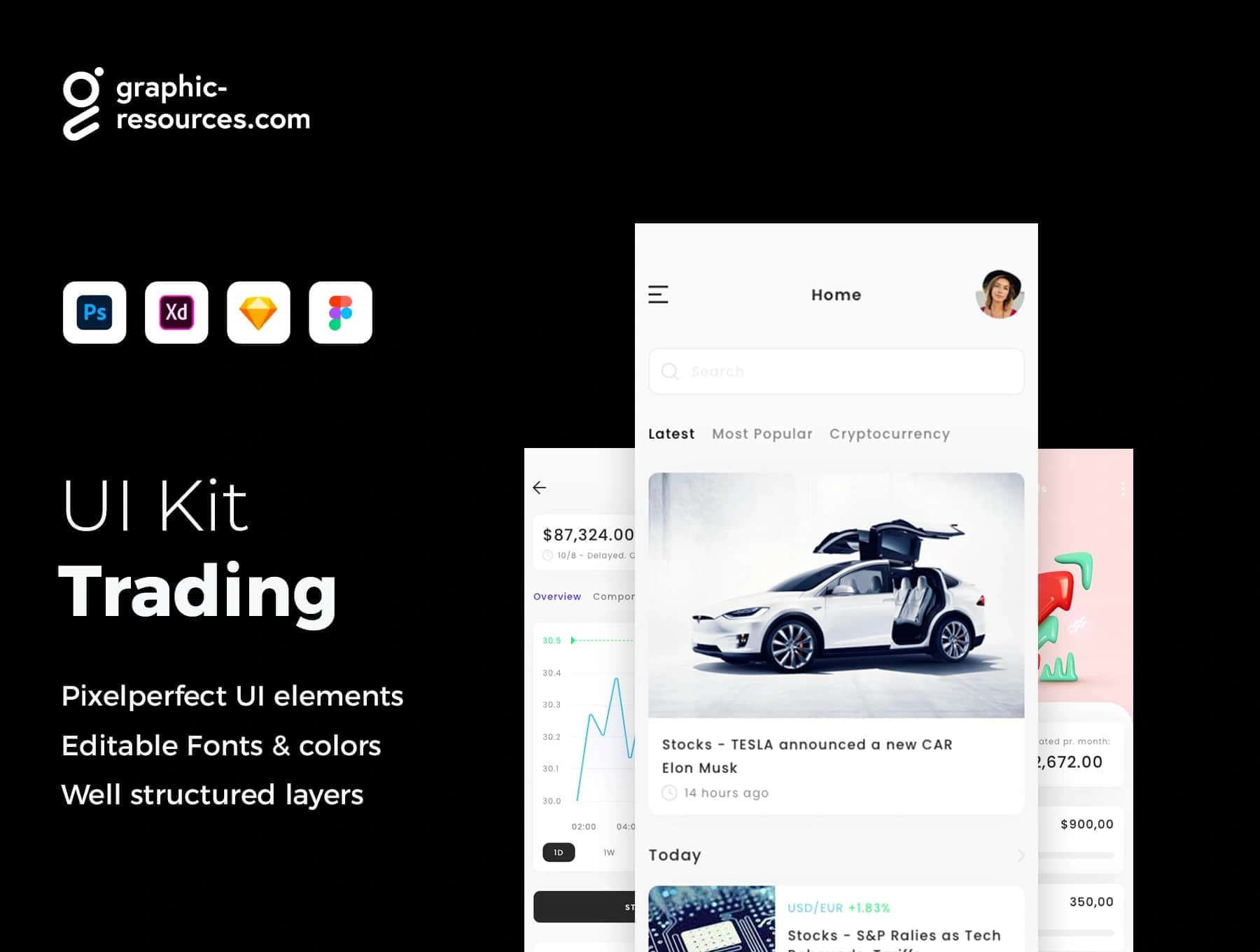 金融和交易应用程序的移动UI工具包 (Mobile UI Kit for Finance & Tra