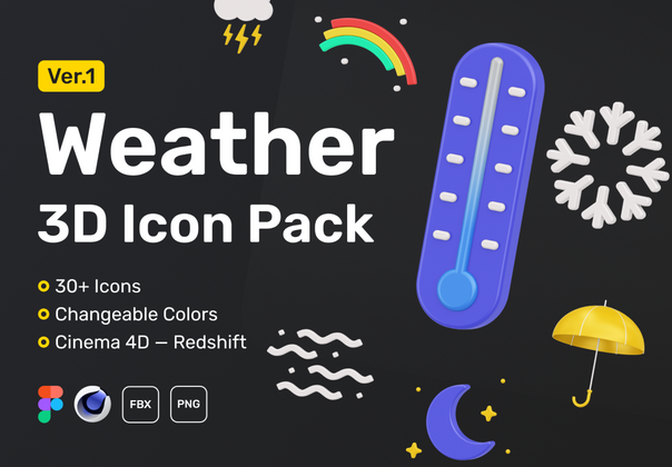 天气 3D 图标集 (Weather 3D Icon Set)