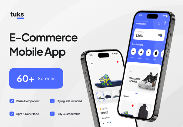 Tuks - 电子商务移动应用程序 UI 工具包 (Tuks - E-Commerce Mobile App UI Kit)