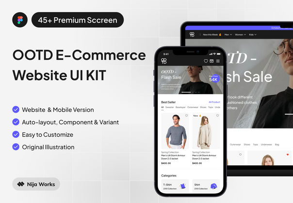 OOTD 电子商务 - 电子商务网站用户界面设计工具包 (OOTD E-Commerce - E-Commerce Website UI Design KIT)
