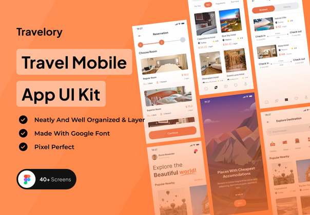 Travelory - 旅行移动应用程序 UI 工具包 (Travelory - Travel Mobile App UI Kit)