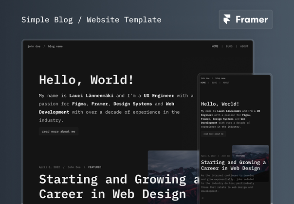 简单博客 - 框架模板 (Simple Blog - Framer Template)