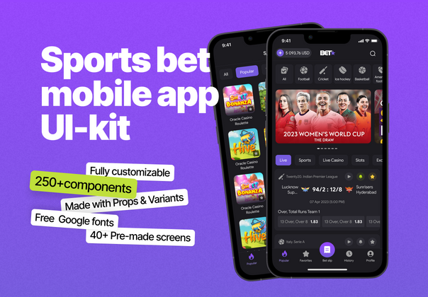 体育投注移动应用程序 UI 工具包 (Sports bet mobile app UI Kit)