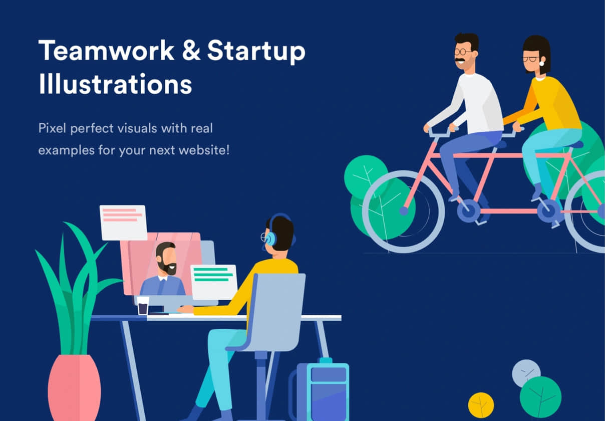 团队合作初创企业插图 (Teamwork  Startup Illustrations)