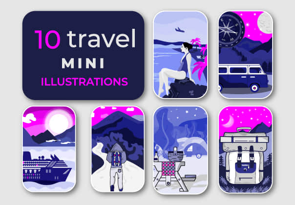 旅游迷你插图 (Travel Mini Illustrations)