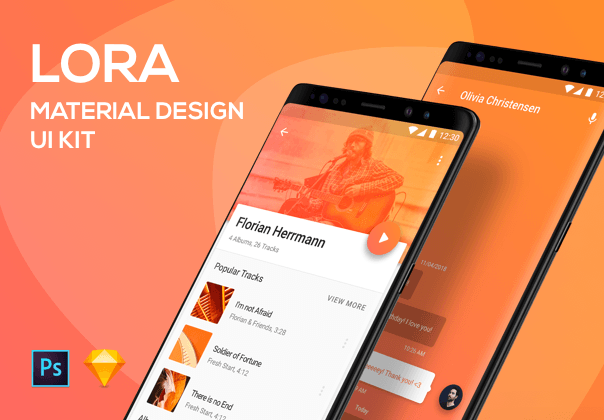 罗拉材质设计UI套件 (Lora Material Design UI Kit)