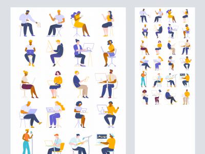 工作的人 协作的人 插图(People Working Collaborating Illustrations)