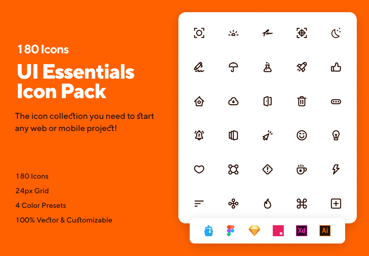 UI基本元素图标包 (UI Essentials Icon Pack)