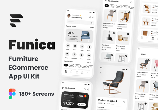 Funica - 家具电子商务应用UI套件(Funica - Furniture E-Commerce App UI Kit)