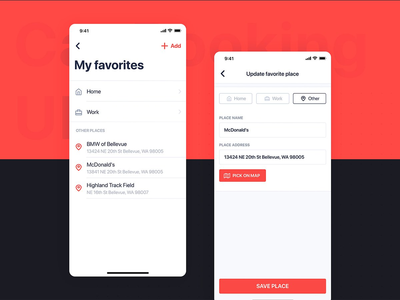 汽车预订 UI 移动概念 - 我的最爱(Car Booking UI mobile concept - My Favorites)