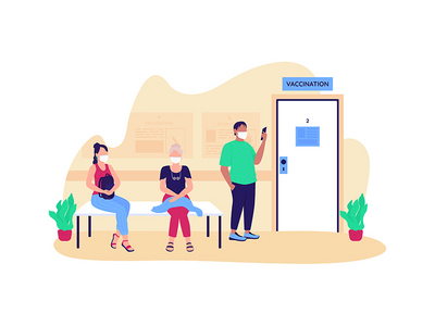 等待疫苗接种的人平面概念矢量图解(People waiting for vaccination flat concept vector illustration)