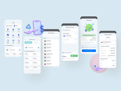 移动充值 - 数字钱包移动 UI 套件(Mobile Top-Up - Digital Wallet Mobile Ui kits)