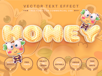 3D Honey - 可编辑的文字效果，字体样式(3D Honey -  Editable Text Effect, Font Style)