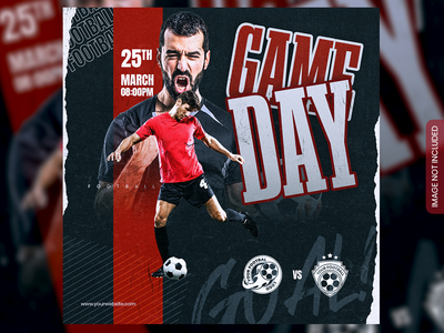 足球和足球比赛日程俱乐部广场社交媒体横幅(Soccer and football match schedule club square social media banner)