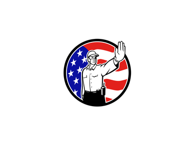 美国巡逻队佩戴面罩停止图标(American Border Patrol Officer Wearing Face Mask Stop Icon)