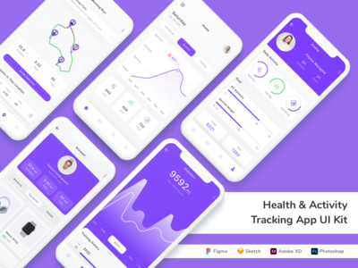 健康和活动跟踪应用程序 UI 套件(Health & Activity Tracking App UI Kit)