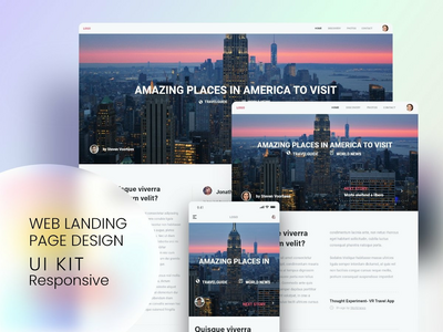 时尚网页登陆页面设计 UI 套件 - 响应式(Trendy Web Landing Page Design UI kit - Responsive)