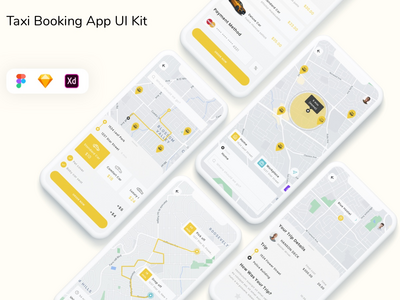 出租车预订应用程序 UI 套件(Taxi Booking App UI Kit)