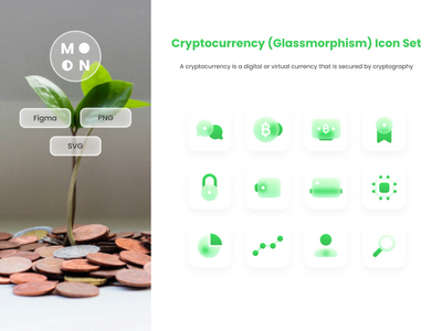加密货币（玻璃态射）图标集(Cryptocurrency (Glass morphism) Icon Set)