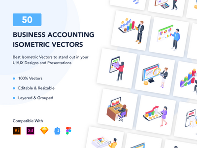 50 等距业务会计图标(50 Isometric Business Accounting Icons)
