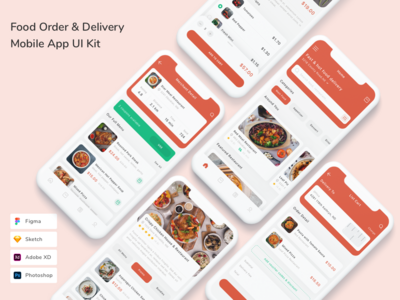 食品订购和交付移动应用程序 UI 套件(Food Order & Delivery Mobile App UI Kit)