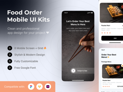 食品订单移动 UI 套件模板(Food Order Mobile UI Kits Template)