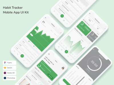 习惯追踪器移动应用程序 UI 套件(Habit Tracker Mobile App UI Kit)