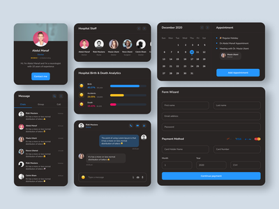 探索医疗卡 UI 套件深色版(Exploration Medical Cards UI Kits Dark Version)