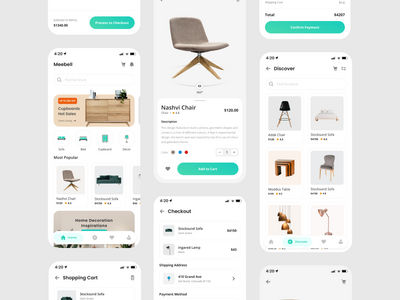 Meebell - 家具店应用程序 UI 套件(Meebell - Furniture Shop App UI Kit)