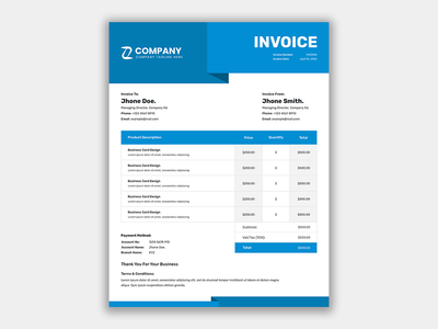 现代企业业务发票模板(Modern corporate business invoice template)