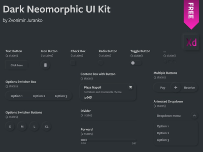 黑暗的新形态 UI 套件(Dark Neomorphic UI Kit)
