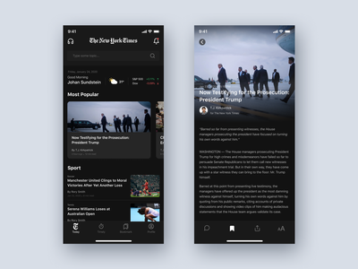 纽约时报重新设计黑暗模式概念(The New York Times Redesign Dark Mode Concept)
