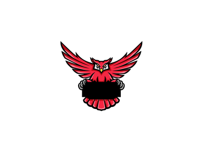 大角猫头鹰展翅横幅吉祥物(Great Horned Owl Spreading Wings Banner Mascot)