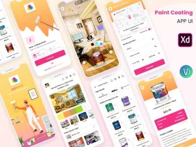 油漆和涂料解决方案服务预订移动应用程序 UI 套件(Paint and Coating Solution Service Booking Mobile App UI Kit)