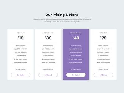 定价表(Pricing Table)