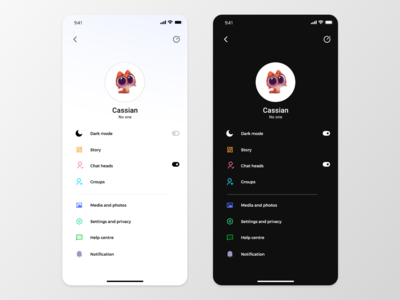 轮廓光模式和暗模式(Profile light mode and dark mode)