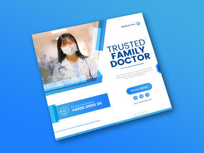 创意医疗保健广场社交媒体网页横幅(Creative medical and healthcare square social media web banner)