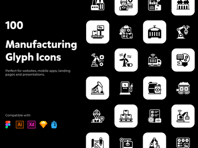 工厂自动化和工业填充图标(Factory Automation and Industrial Filled Icons)
