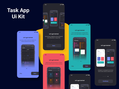 任务应用程序 UI 套件 - 暗屏 #1(Task App Ui Kit- Dark Screen #1)