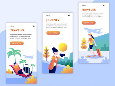 旅行入职应用程序屏幕(travel onboarding app screens)