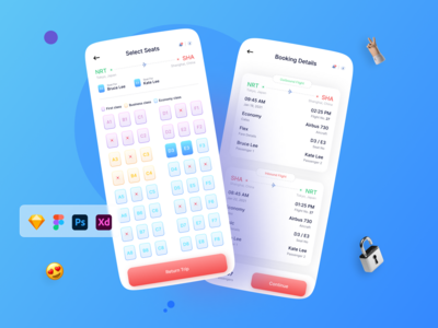 订票 UI 套件 - VOL.7 - Flybook(Ticket booking UI Kit - VOL.7 - Flybook)