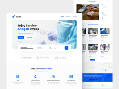 Bee Labs - 医疗诊所 Covid-19 抗原 PCR 拭子登陆页面 UI 套件(Bee Labs - Medical Clinic Covid-19 Antigen PCR Swab Landing Page UI Kits)