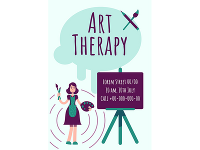 艺术治疗海报平面矢量模板(Art therapy poster flat vector template)