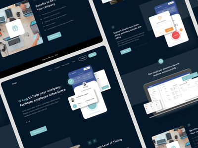 员工考勤 - 深色模式登陆页面(Employee Attendance - Dark Mode Landing Page)
