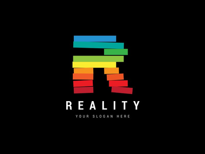 彩色字母 R 标志图标设计模板元素(Colorful Letter R logo icon design template elements)