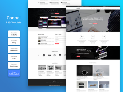 Connel 商务主页 PSD 网页模板(Connel Business Homepage PSD Web Template)