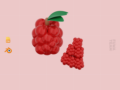可爱的 3D 水果插图包 - 覆盆子(Cute 3D Fruit Illustration Pack - Raspberry)