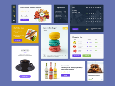 用于电子商务和教育的食品和饮料 UI 套件设计（草图文件）(Food and Drinks UI Kit Design for eCommerce and Education (Sketch file))