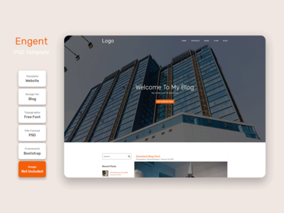Engent 博客类别页面 PSD Web 模板(Engent Blog Category Page PSD Web Template)