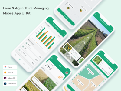 农场和农业管理移动应用程序 UI 套件(Farm & Agriculture Managing Mobile App UI Kit)